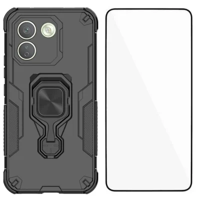 WANLONFENG etui na Xiaomi Redmi Note 17 Pro Max 5G / Xiaomi Redmi Note 17 Pro+ 5G, tył z PC i TPU z podstawką i hartowanym szkłem - Czarny