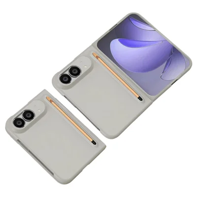 Obudowa na iPhone Fold, twarda tylna pokrywa z tworzywa PC z folią z hartowanego szkła / Stylus - Jasnoszary