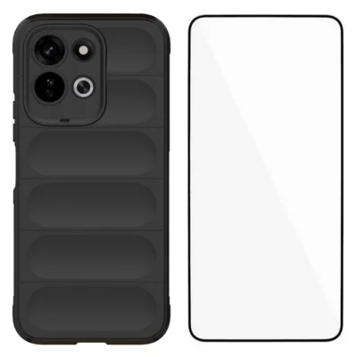 WANLONFENG till Xiaomi Redmi 17 5G / Xiaomi Redmi 17 4G TPU-hölse HD-serien Anti-slip mobilhölse med härdat glas - Svart