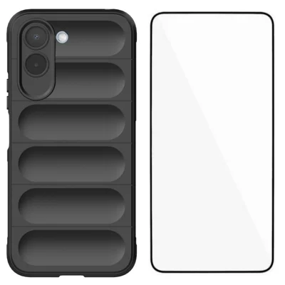 WANLONFENG voor OnePlus N6x 4G TPU-hoesje HD-serie antislip telefoonhoesje met gehard glas - Zwart