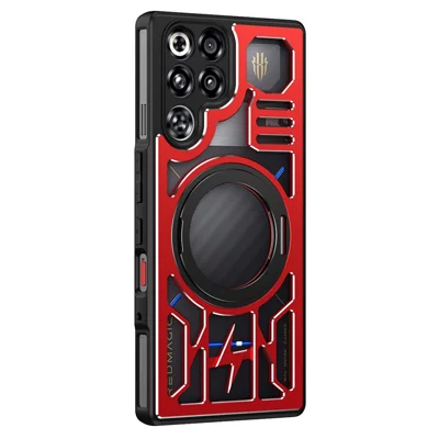 Capa para Telemóvel ZTE nubia Red Magic 10 Pro 5G / Red Magic 10 Pro+ 5G / RedMagic 10S Pro 5G / RedMagic 10S Pro+ 5G, Capa Anti-derrapante em TPU + Liga de Alumínio com Suporte Giratório Magnético - Preto+Vermelho