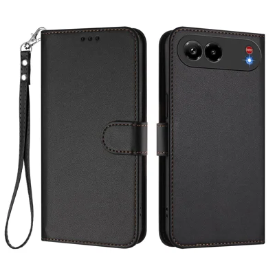 Capa de Couro para ZTE nubia Air Pro 5G com Carteira e Suporte, Capa para Telemóvel com Alça de Pulso - Preto