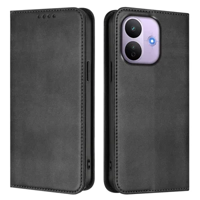  For Xiaomi Redmi Note 17 Pro 5G Wallet Cases Retro Texture RFID Blocking Leather Phone Cover - Black