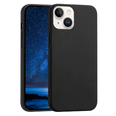  For iPhone 13 / iPhone 14 Case Soft TPU Anti-Drop Non-Slip Texture Phone Cover - Black