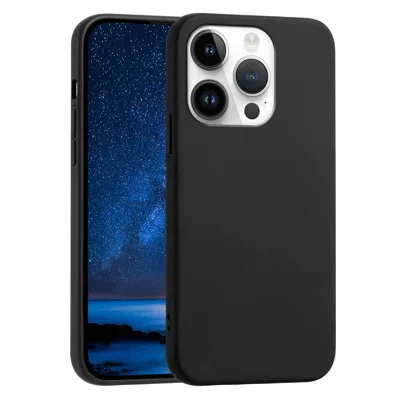  For iPhone 14 Pro Max Case Soft TPU Anti-Drop Non-Slip Texture Phone Cover - Black