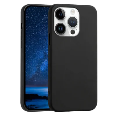  For iPhone 15 Pro Case Soft TPU Anti-Drop Non-Slip Texture Phone Cover - Black