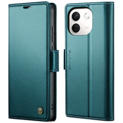 CASEME dla Xiaomi Redmi Note 17 Pro+ 5G / Xiaomi Redmi Note 17 Pro Max 5G Etui 023 Seria Blokada RFID Portfel Stojak Połysk Skóra z Teksturą Litchi - Zielony