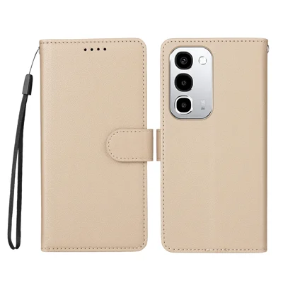 Чехол для Realme C100x 4G / Realme C100i 4G / Realme C100 4G с защитой от RFID, 3 кармашка для карт, из искусственной кожи PU, с ремешком на запястье — кремово-белый