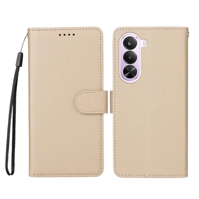 Cover per OnePlus Nord CE6 Lite 5G / Realme P4x 5G con Blocco RFID, 3 Fessure per Schede, Copertura in Pelle PU con Cinturino da Polso - Bianco Crema