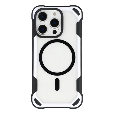 For iPhone 16 Pro Max Magnetic Case Four Corner TPU + Acrylic Shockproof Phone Cover - Black