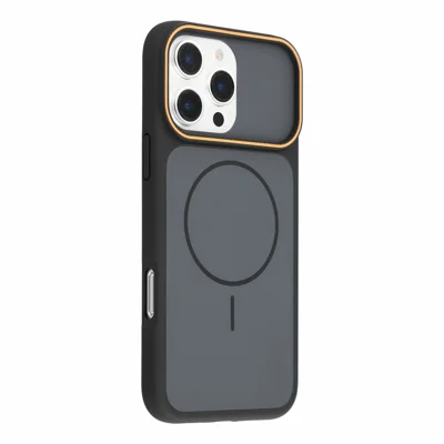 For iPhone 16 Pro Max Magnetic Case Dual-Tone Design PC + TPU Shockproof Phone Back Cover - Black
