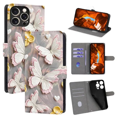 For iPhone 16 Pro Max Case Pattern Printed PU Leather Wallet Flip Phone Cover - QMFD0005
