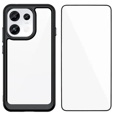 WANLONFENG för Oppo Reno16 FS 5G / Oppo Reno16 F 5G Mobilskal XC-serien TPU Akryl med Härdat Glas (Stort Objektivhål) - Svart
