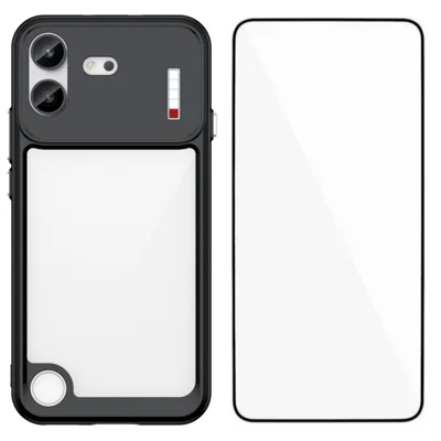 WANLONFENG för Nothing Phone (4b) bakdels  XC-serie TPU akryl mobilskal med härdat glasfilm - Svart