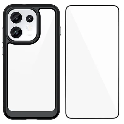 WANLONFENG til Oppo Reno16 5G (Global) / Oppo Reno16 5G (Kina) / Oppo Reno16 Pro 5G (Global) telefonbeskytter XC-serie TPU akryl dæksel med temperskitte (stor linseåbning) - Sort