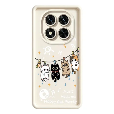 For Xiaomi Redmi Note 15 Pro+ 5G (Global)  /  Poco M8 Pro 5G TPU Case Four Cartoon Cat Pattern Rubberized Phone Back Cover - White