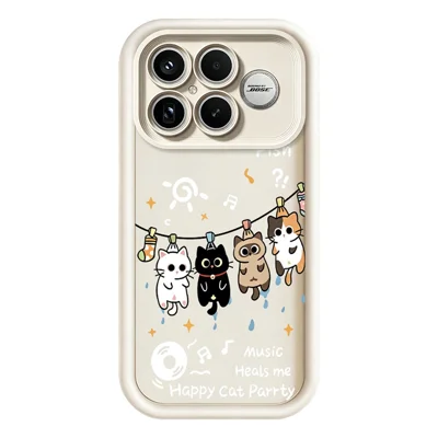 Für Xiaomi Poco F8 Ultra TPU Hülle Vier Cartoon-Katzenmuster Gummierter Handy-Rückdeckel - Weiß