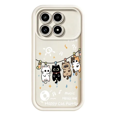 Cover in TPU per Xiaomi Poco F8 Pro 5G, Custodia Posteriore Antiscivolo con Motivo a Cartone Animato di Gatto - Bianco