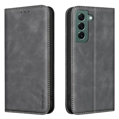  BINFEN COLOR for Samsung Galaxy S27+ RFID Blocking Calf Texture PU Leather Phone Cover - Black