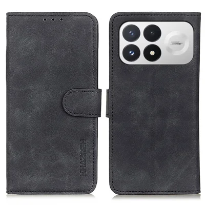 KHAZNEH for Xiaomi Poco F9 Pro 5G / Redmi K100 Pro 5G (China) Case PU Leather Retro Texture Phone Cover - Black