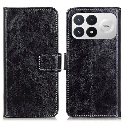 For Xiaomi Poco F9 Pro 5G / Redmi K100 Pro 5G (China) Case Wallet Leather Phone Cover Crazy Horse Texture - Black