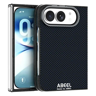 ABEEL For iPhone Duo Magnetic Case Printed PC TPU Aluminum Alloy Leather Phone Cover - Black