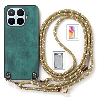 For Xiaomi 17T Taske Retro Læder Telefon Bagdæksel med Justerbart Snørebånd + Skærmværn - Grøn