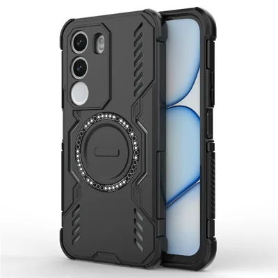 Für Realme C100x 4G Magnetische Hülle Butterfly Armor Hohlkühlung PC + TPU Handyhülle - Schwarz