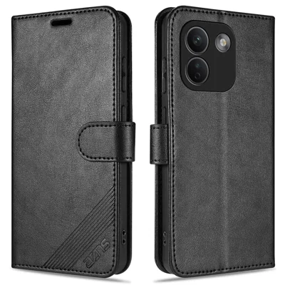 AZNS For Xiaomi Redmi Note 17 Pro Max 5G Case Anti-Scratch PU Leather Stand Wallet Phone Cover - Black