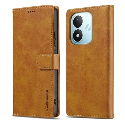 Obudowa LC.IMEEKE do Xiaomi Redmi Note 17 4G (Global) / Note 17 5G (Global) / Note 17 (Indie/Chiny) 5G, skórzana etui portfel z fakturą cielęcą - żółta