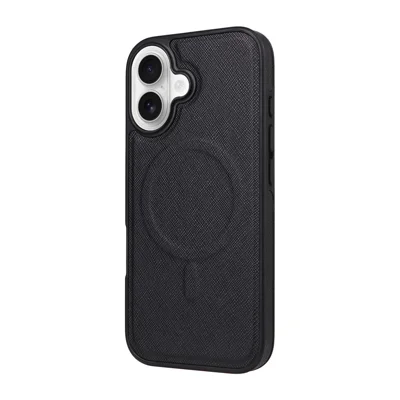 Für iPhone 17 Magnetische Hülle PU-Leder beschichtet PC + TPU Kratzfeste Handyhülle - Kreuzstruktur