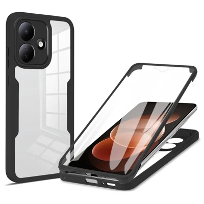 For Xiaomi Redmi Note 17 Pro 5G Case Acrylic + TPU Clear Phone Cover with PET Screen Film - Black