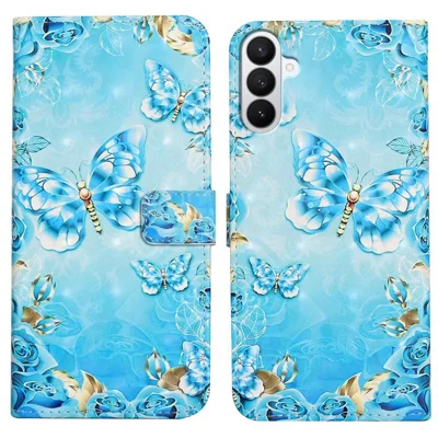 For Samsung Galaxy S27+ Case 3D Pattern Printing Leather Wallet Phone Cover - Blue Butterfly