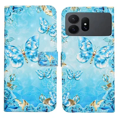 For Samsung Galaxy S27 Pro Case 3D Pattern Printing Leather Wallet Phone Cover - Blue Butterflies
