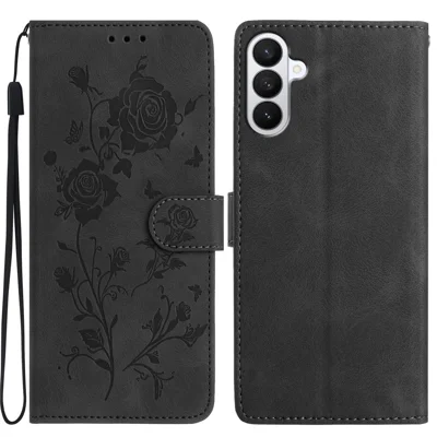 For Samsung Galaxy S27+ Wallet Case Pattern Imprinted Leather Cover with Strap - Black