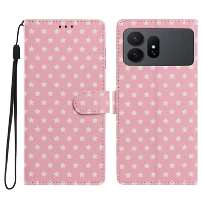Samsung Galaxy S27 Ultra Hülle mit Sternemuster, PU-Leder, Wallet-Handyhülle mit Ständer und Handschlaufe - Rosa