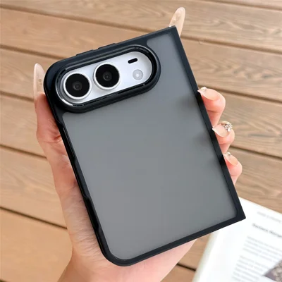 Etui na iPhone Duo Case Anti-Ścieranie PC Minimalistyczny Składany Płaszcz - Matowa Czerni