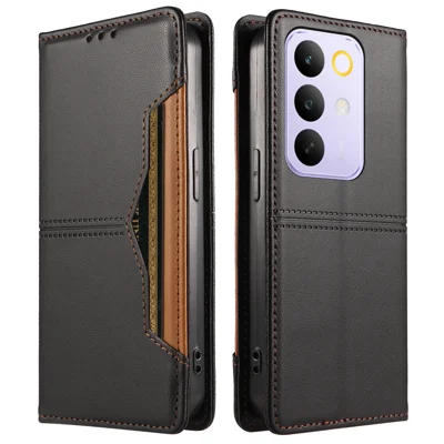  For Realme C85 Pro 4G Wallet Case External Card Slot Magnetic Closing Leather Phone Cover - Black