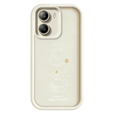Чехол из ТПУ для Xiaomi Poco X7 Pro 5G с рисунком маленькой играющей кошки, резиновый нескользящий чехол с принтом - белый