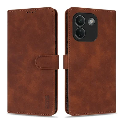 AZNS For Xiaomi Redmi Note 17 Pro Max 5G Case PU Leather Wallet Phone Cover - Brown