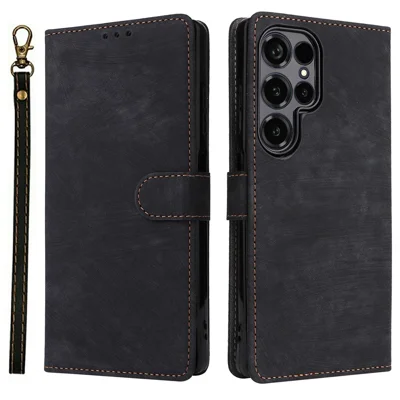 For Oukitel C66 Wallet Case RFID Blocking PU Leather Phone Cover Stand with Strap - Black