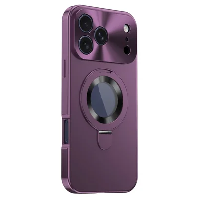 For iPhone 18 Pro Magnetisk Case PC + Metal Støtteben Telefonbeskyttelse med Anti-Spy Hærdet Glas Film - Løvborg