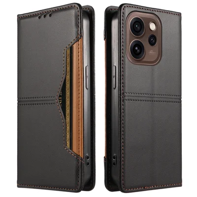  For Oppo Reno15 Pro 5G (Global) / Oppo Reno15 Pro Mini 5G / Oppo Reno15 5G (China) Wallet Case External Card Slot Magnetic Closing Leather Phone Cover - Black