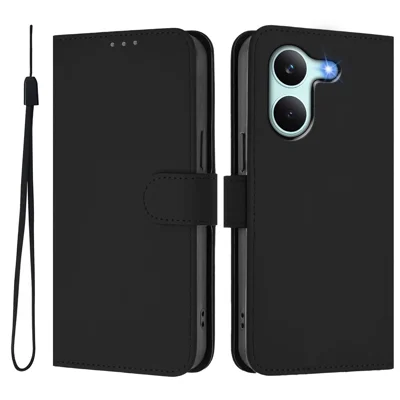 Etui na Xiaomi Redmi Turbo 5 Max 5G / Xiaomi Poco X8 Pro Max 5G, jednokolorowe etui skórzane z paskiem i portfelem - Czarny
