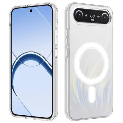 För TECNO Camon Slim 4G Clear Phone Magnetisk Hölsta TPU + Akryl Ryggskiva - Transparent