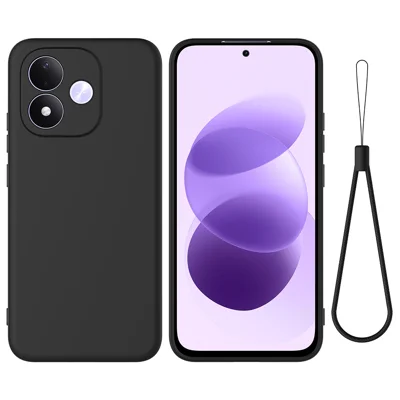  Obudowa z ciekłego silikonu z uchwytem na rękę do Xiaomi Redmi Note 17 5G (Global) / Xiaomi Redmi Note 17 (Indie/Chiny) 5G / Xiaomi Redmi Note 17 4G (Global) - Czarna