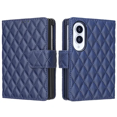  BINFEN COLOR for Samsung Galaxy Z Fold8 BF Style-14 Case Rhombus Phone Leather Cover Stand - Blue