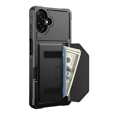 Case with Card Holder for Samsung Galaxy A08 5G / A08 4G / A07 5G / A07 4G / A06 5G / A06 4G , Leather + TPU Anti-drop Phone Cover - Black