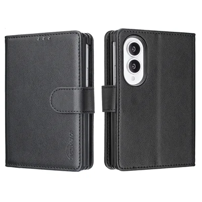  BINFEN COLOR for Samsung Galaxy Z Fold8 BF32 Leather Case Wallet RFID Blocking Phone Cover - Black