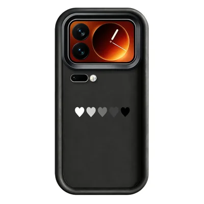 For Xiaomi 17 Pro TPU Case Rubberized Anti-Slip Five Heart Pattern Phone Back Cover - Black